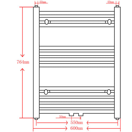 håndklæderadiator 600x764 mm centralvarme lige sort