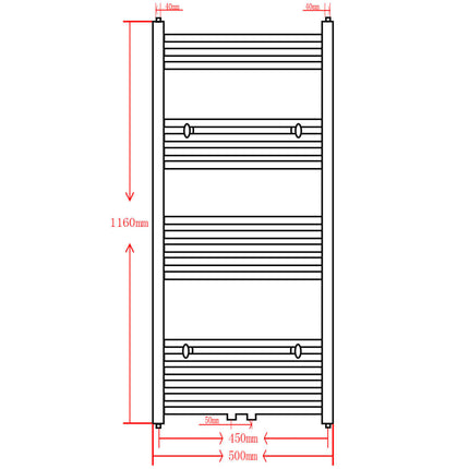 håndklæderadiator 500x1160 mm centralvarme buet sort
