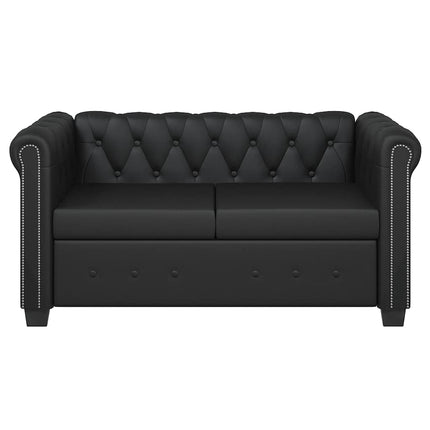 2-personers Chesterfield sofa kunstlæder sort