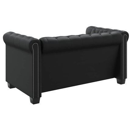 2-personers Chesterfield sofa kunstlæder sort