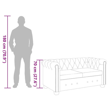 2-personers Chesterfield sofa kunstlæder hvid