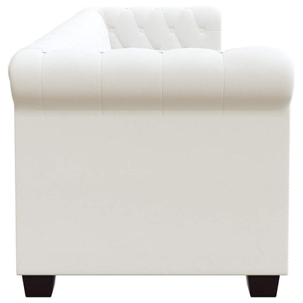 3-personers Chesterfield sofa kunstlæder hvid