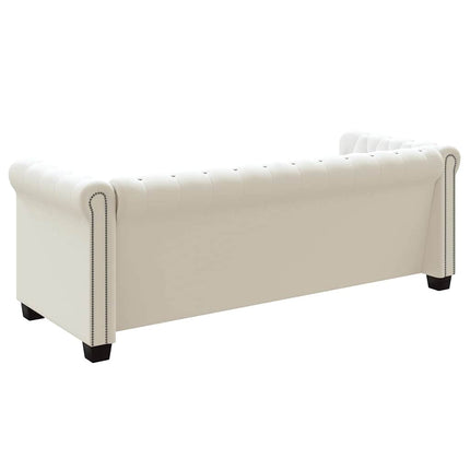 3-personers Chesterfield sofa kunstlæder hvid