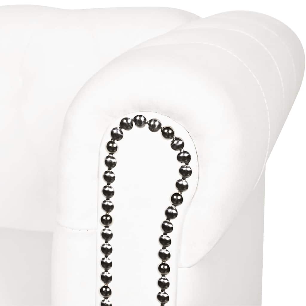 3-personers Chesterfield sofa kunstlæder hvid