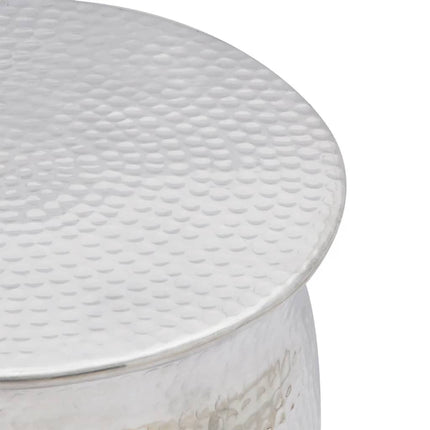 taburet/sidebord hamret aluminium sølvfarvet