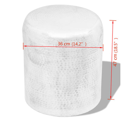 taburet/sidebord hamret aluminium sølvfarvet