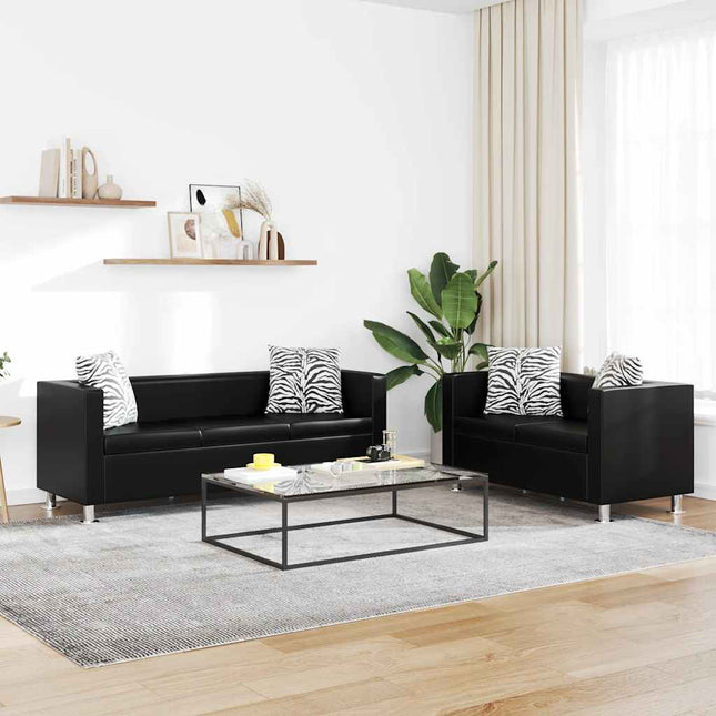 sofasæt 3-pers. og 2-pers. kunstlæder sort