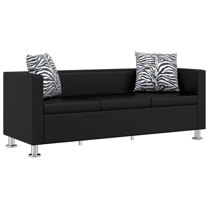 sofasæt 3-pers. og 2-pers. kunstlæder sort