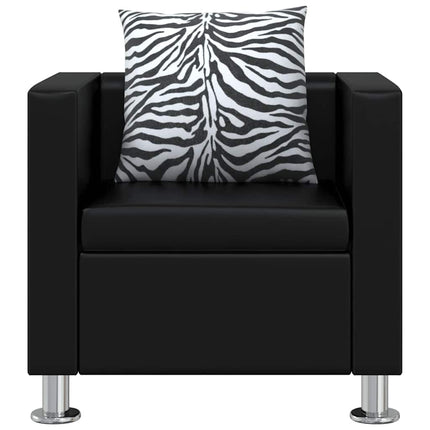 sofasæt 3-pers. og 2-pers. sofa m. lænestol kunstlæder sort