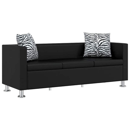 sofasæt 3-pers. og 2-pers. sofa m. lænestol kunstlæder sort