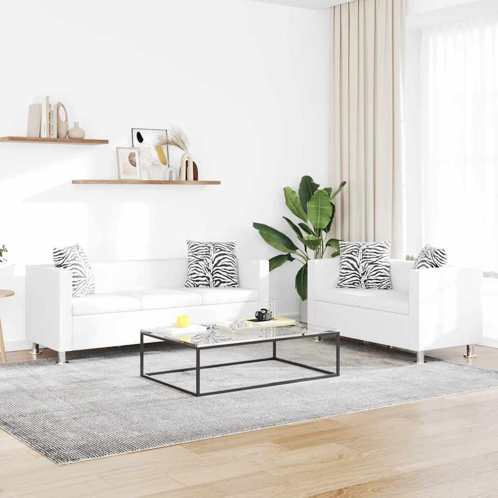 sofasæt 3-pers. og 2-pers. sofa kunstlæder hvid