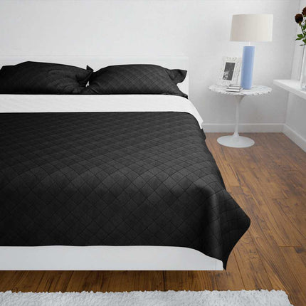 Dobbeltsided quiltet sengetæppe sort/hvid 170 x 210 cm