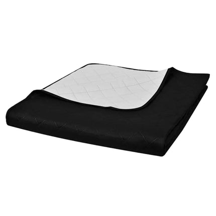 dobbeltsidet quiltet sengetæppe 220x240 cm sort/hvid
