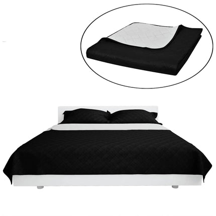 dobbeltsidet quiltet sengetæppe 220x240 cm sort/hvid