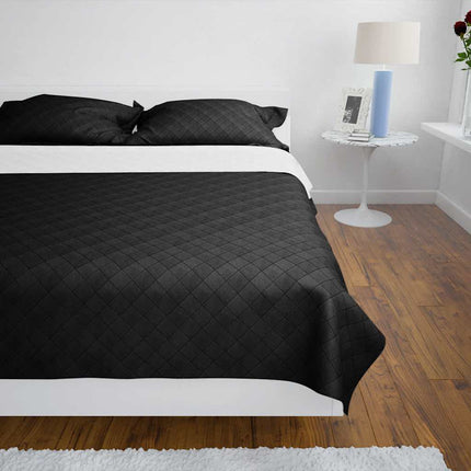 Dobbeltsided quiltet sengetæppe sort/hvid 230 x 260 cm
