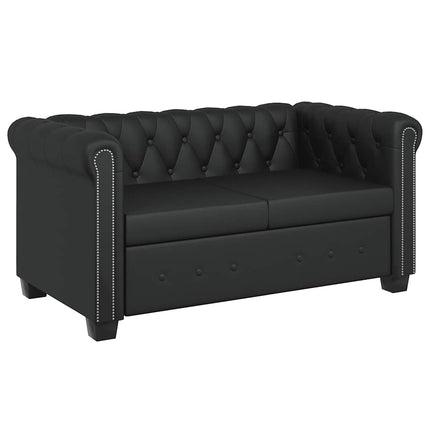 2-personers og 3-personers Chesterfield sofaer kunstlæder sort