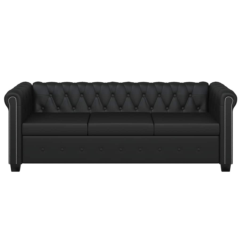 2-personers og 3-personers Chesterfield sofaer kunstlæder sort