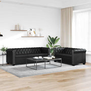 2-personers og 3-personers Chesterfield sofaer kunstlæder sort