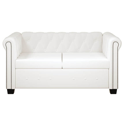 2-personers og 3-personers Chesterfield sofaer kunstlæder hvid