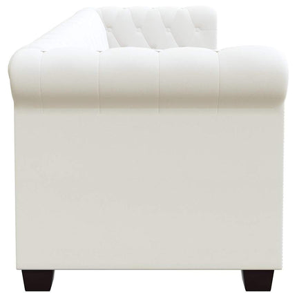 2-personers og 3-personers Chesterfield sofaer kunstlæder hvid