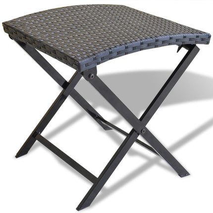 foldbar skammel polyrattan sort