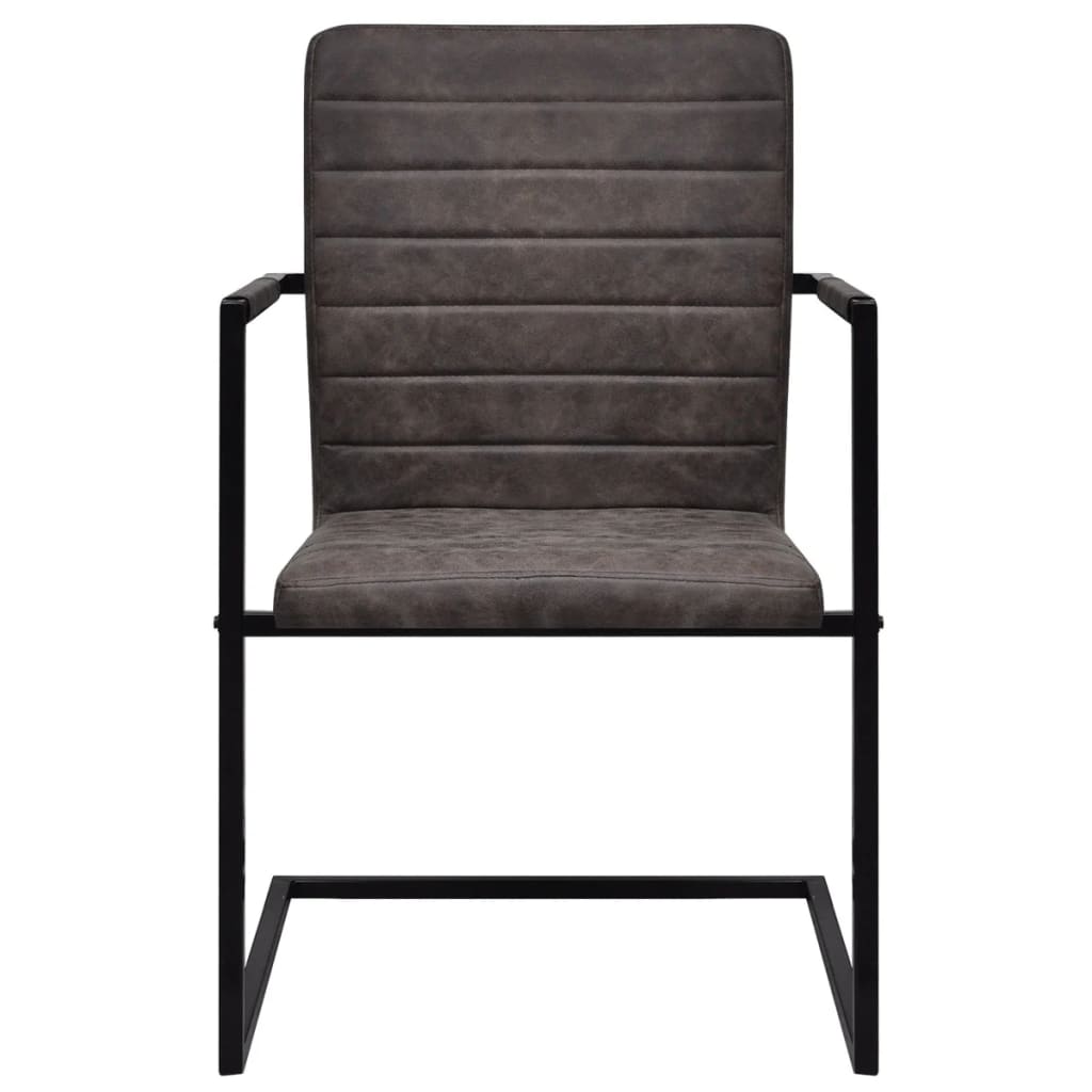 spisebordsstole med cantilever 4 stk. kunstlæder brun