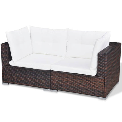 haveloungesæt 10 dele med hynder polyrattan brun