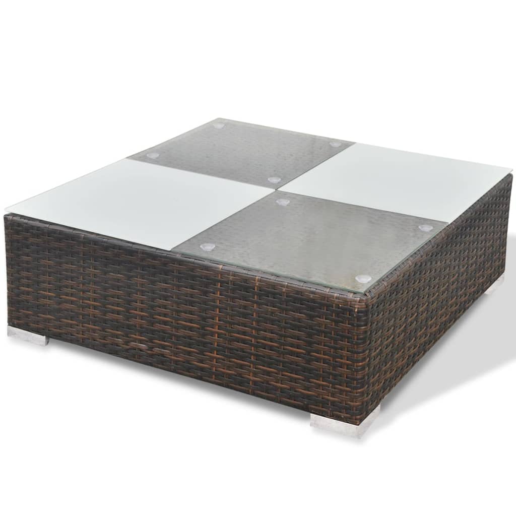 haveloungesæt 10 dele med hynder polyrattan brun