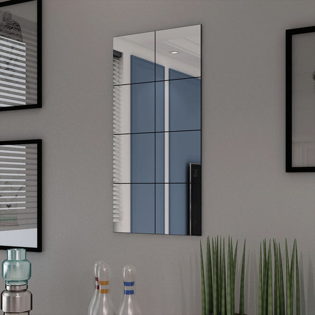 rammeløse spejlfliser 8 dele 20,5 cm glas