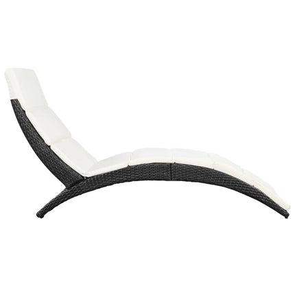 foldbar liggestol med hynde polyrattan sort