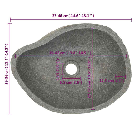 håndvask (37-46)x(29-36) cm oval flodsten