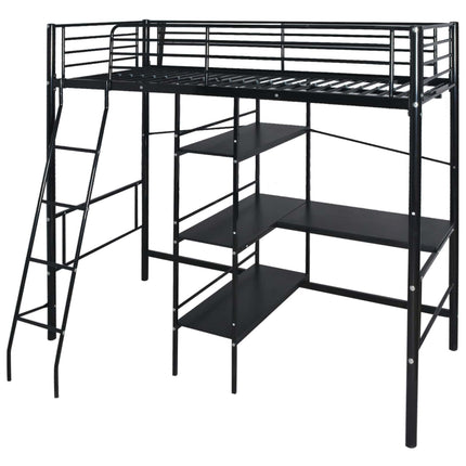 Seng med madras Sort 200 x 90 cm Metal