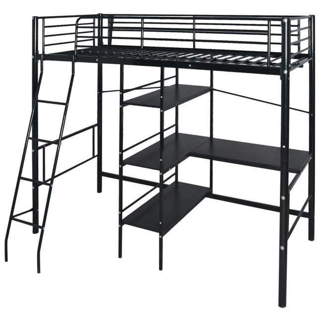 Seng med madras Sort 200 x 90 cm Metal