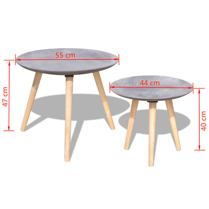 sofabordssæt i 2 dele 55 cm & 44 cm betongrå