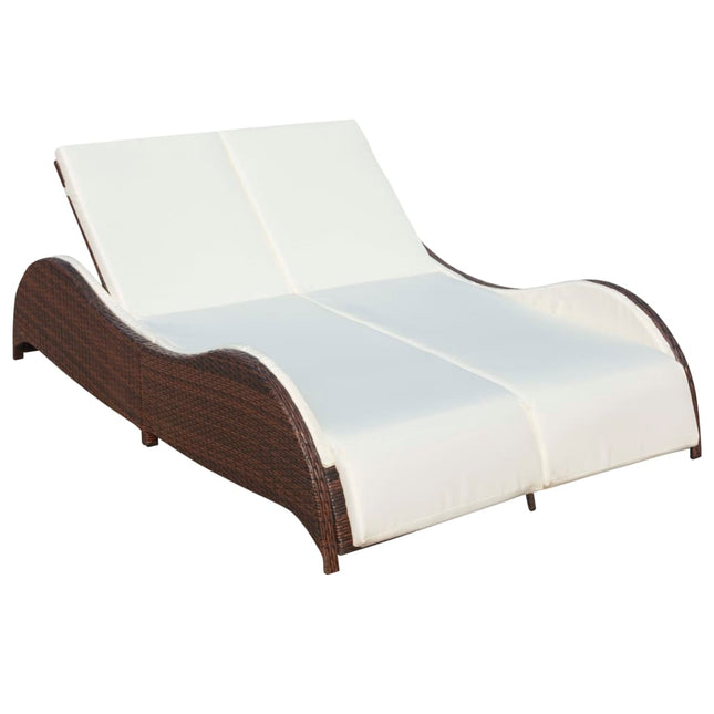 dobbelt solseng med hynde polyrattan brun