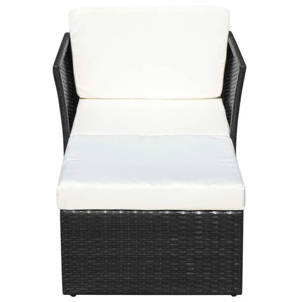havestol med fodskammel polyrattan sort