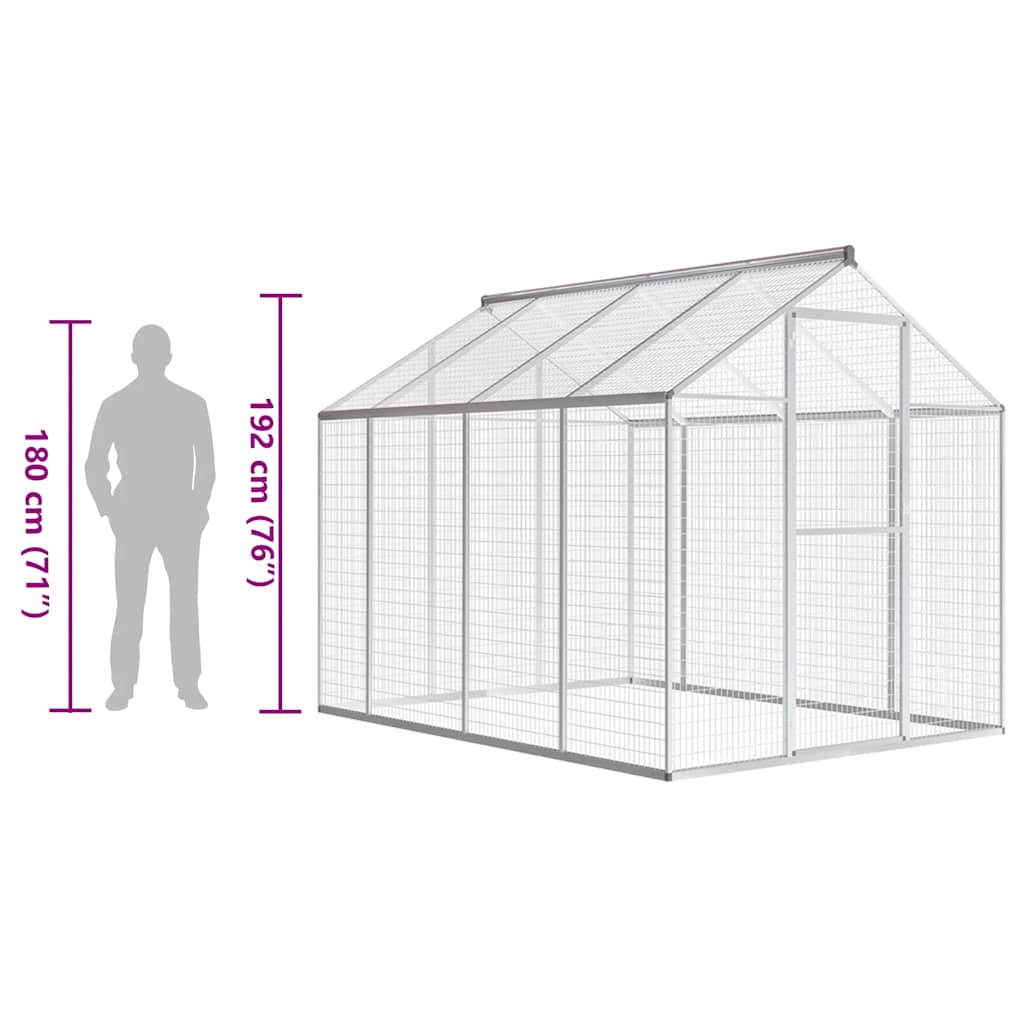 udendørs voliere aluminium 178x242x192 cm