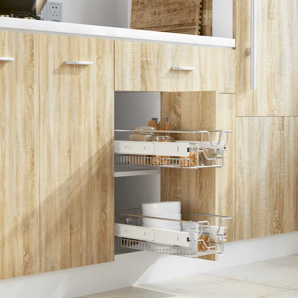 udtrækkelige trådkurve 2 stk. sølvfarvet 300 mm