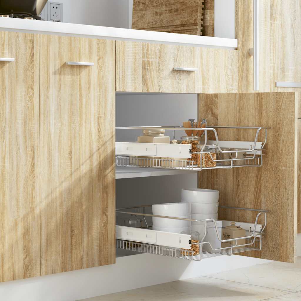 udtrækkelige trådkurve 2 stk. sølvfarvet 500 mm