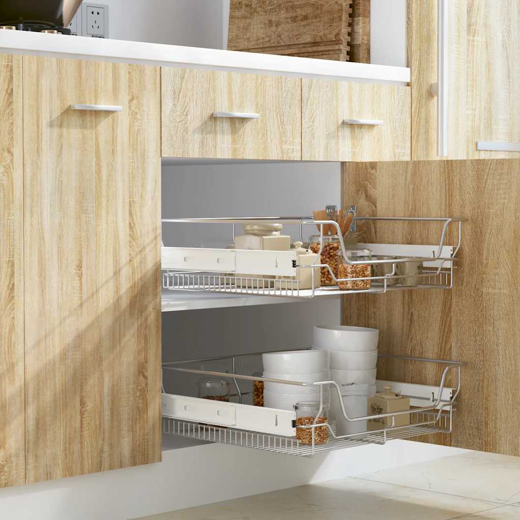 udtrækkelige trådkurve 2 stk. sølvfarvet 600 mm