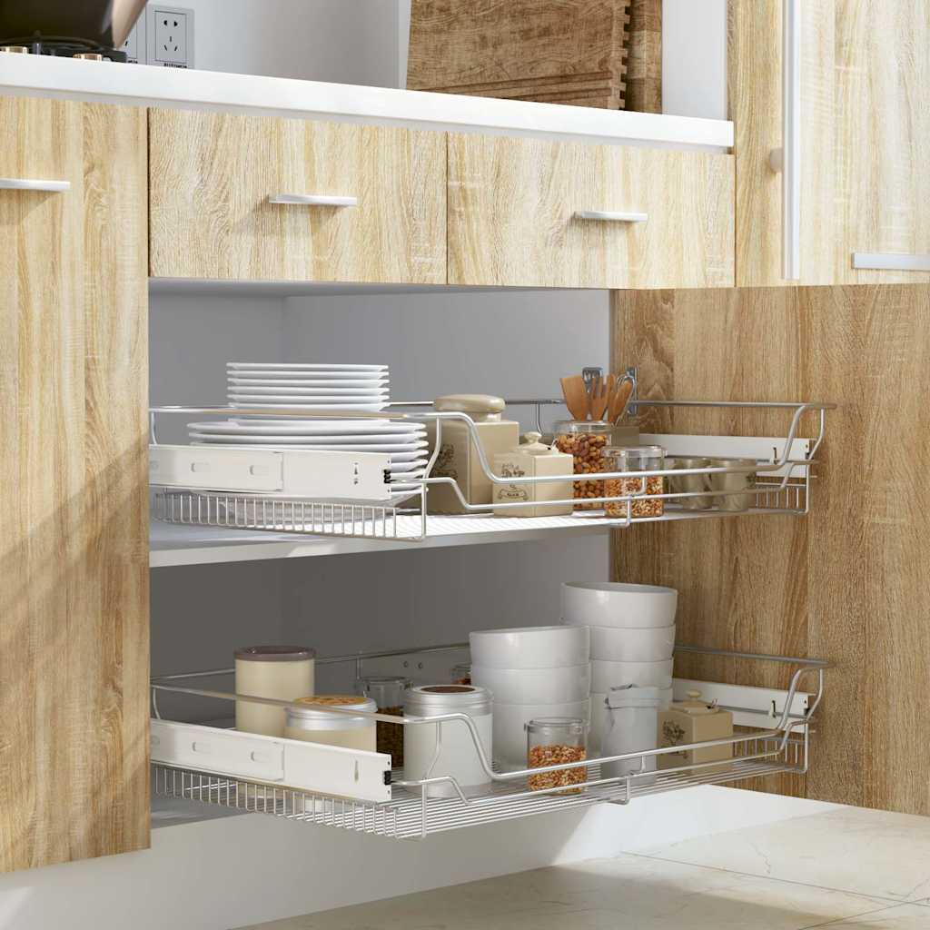 udtrækkelige trådkurve 2 stk. sølvfarvet 800 mm