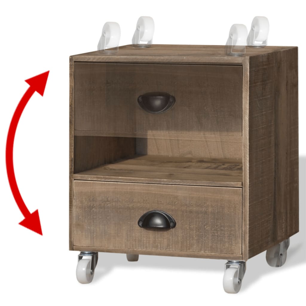 sengebord af massivt træ, brunt