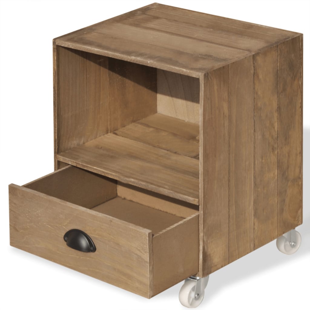 sengebord af massivt træ, brunt