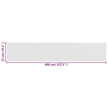 Balkonafskærmning HDPE 75x400 cm hvid