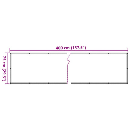 balkonafskærmning HDPE 75 x 400 cm antracitgrå