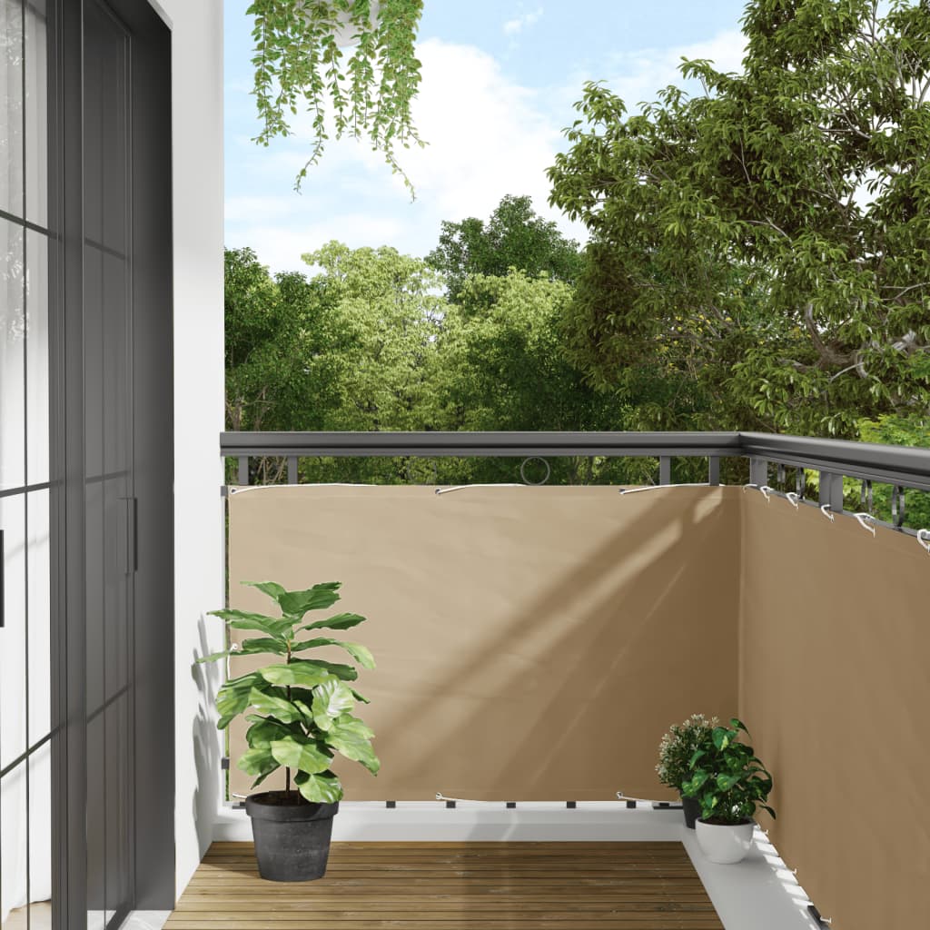 balkonafskærmning Oxford-stof 90x400 cm beige