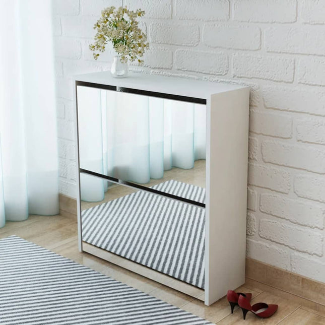 skoskab med 2 hylder og spejl 63x17x67 cm hvid