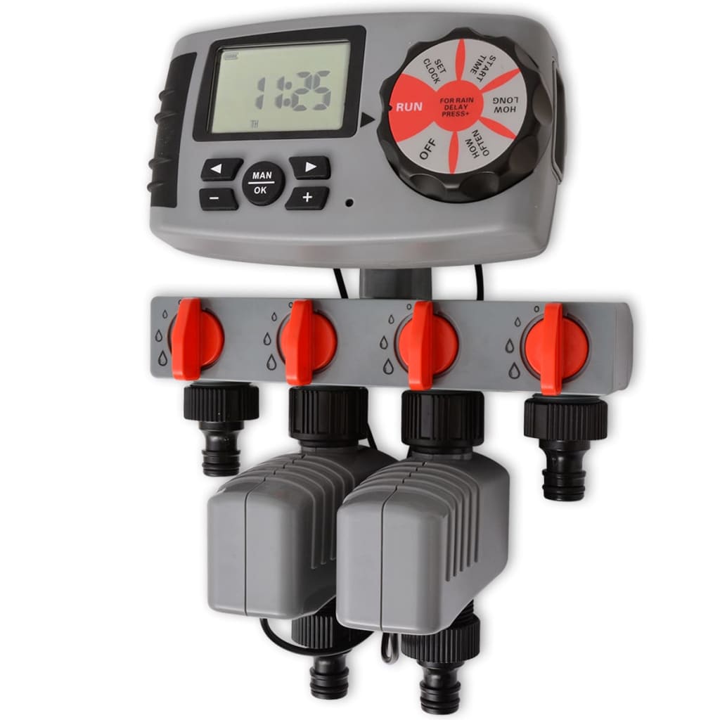 42352 vidaXL Automatisk irrigationstimer med 4 stationer 3 V