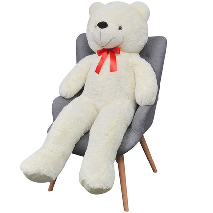 tøjbamse 170 cm plysstof hvid