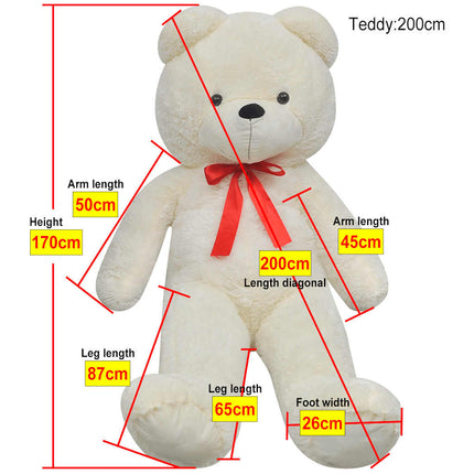 tøjbamse 170 cm plysstof hvid